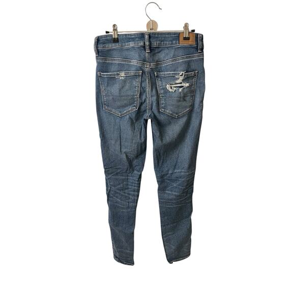 American Eagle Womens 4 Regular HiRise Jegging Distressed Dark Blue Stretch - Picture 7 of 7